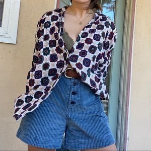 vintage patterned button up